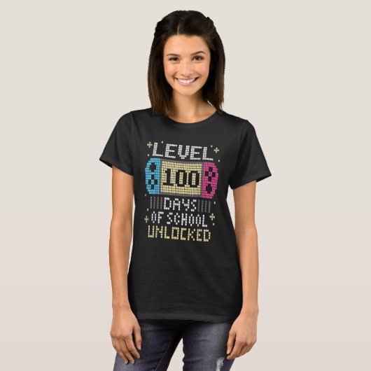 Level 100 Days Of School Unlocked Gamer Video Game T-Shirt (Vorne ganz)