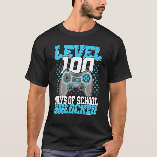 Level 100 Days Of School Unlocked Gaming 100th Day T-Shirt (Vorderseite)