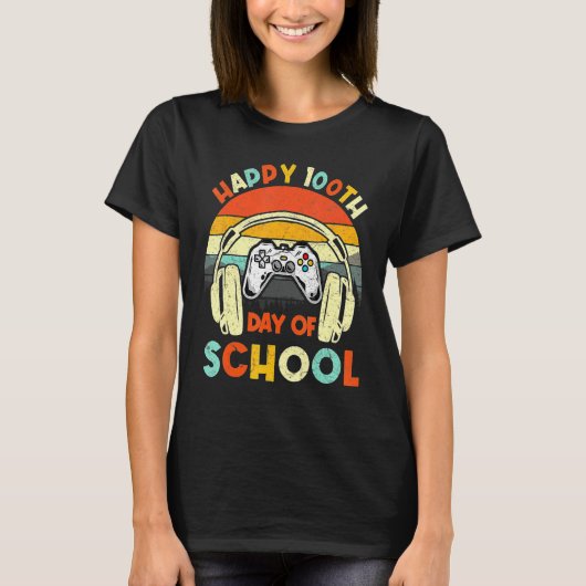 Level 100 Days Of School Unlocked Gaming Shirts, V T-Shirt (Vorderseite)
