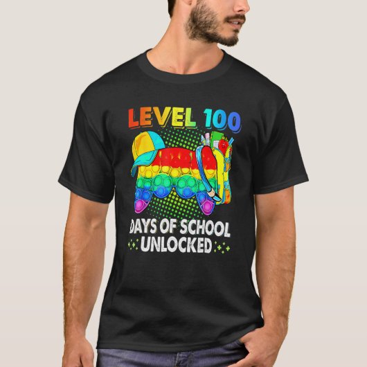 Level 100 Days Of School Unlocked Poppin Video Gam T-Shirt (Vorderseite)