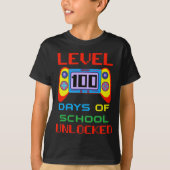 Level 100 Days of School Unlocks Gamer Kids T-Shi T-Shirt (Vorderseite)
