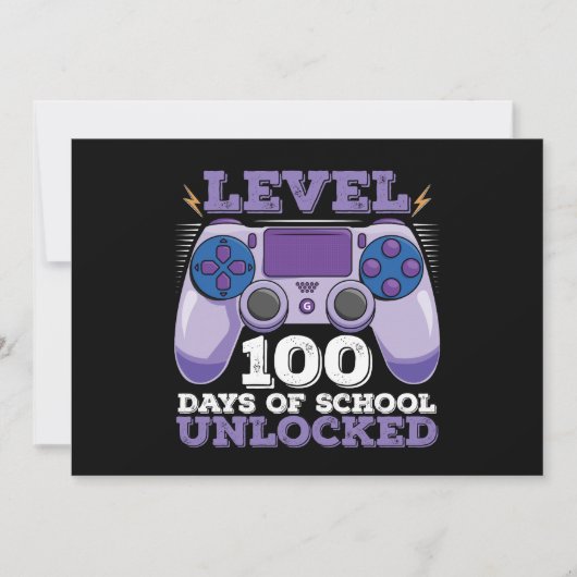 Level 100 Days of School Unlocks Gaming Einladung (Vorderseite)