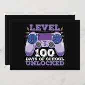 Level 100 Days of School Unlocks Gaming Einladung (Vorne/Hinten)
