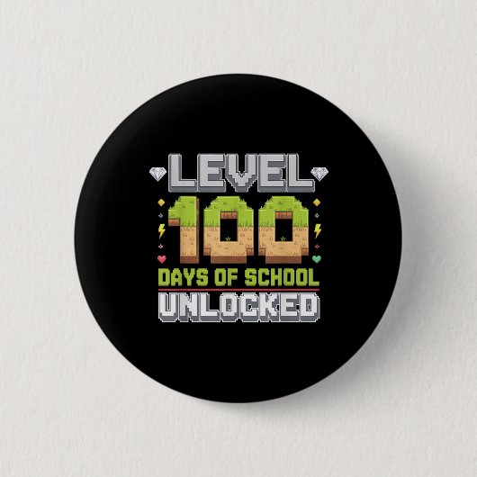 Level 100 Days of School Unlocks Gaming Pixel 100 Button (Vorderseite)