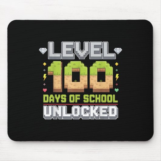 Level 100 Days of School Unlocks Gaming Pixel 100 Mousepad (Vorne)