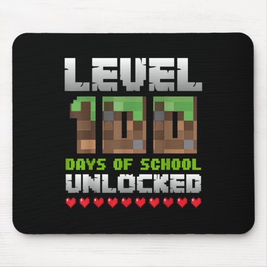 Level 100 Days of School Unlocks Gaming Pixel 100 Mousepad (Vorne)