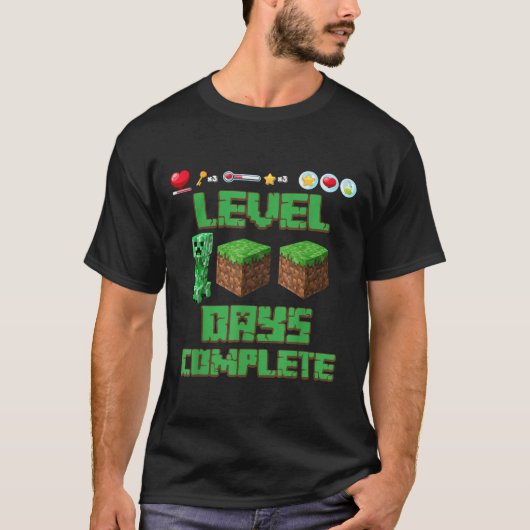 Level 100 Days of School Unlocks Gaming Pixel 100 T-Shirt (Vorderseite)