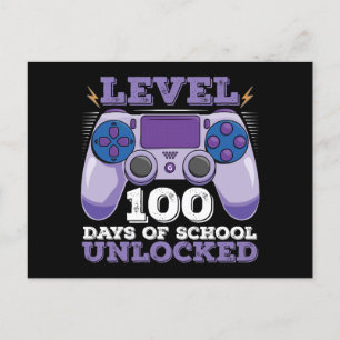 Level 100 Days of School Unlocks Gaming Postkarte