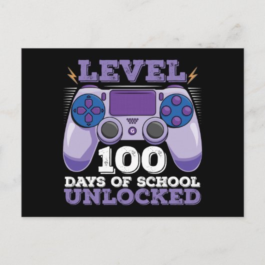 Level 100 Days of School Unlocks Gaming Postkarte (Vorderseite)