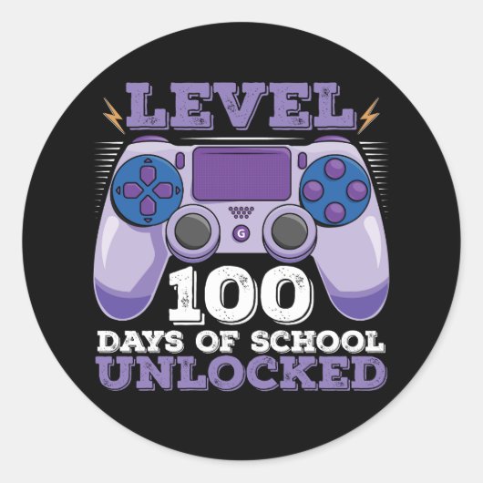 Level 100 Days of School Unlocks Gaming Runder Aufkleber (Vorderseite)