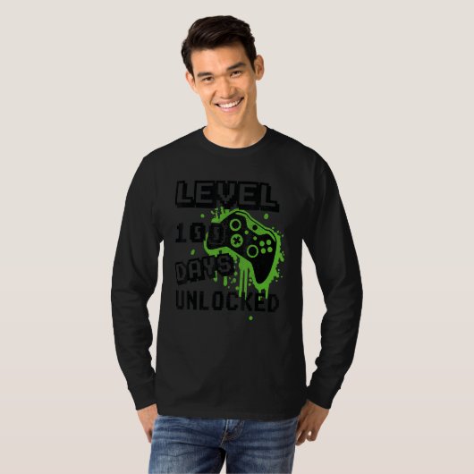 Level 100 Days of School Unlocks Retro 8 Bit 100t T-Shirt (Vorne ganz)