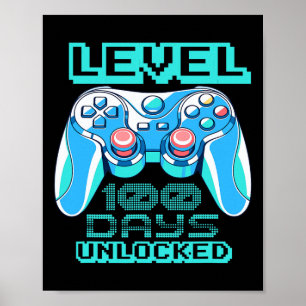 Level 100 Days of School Unlocks Video Game Contr Poster