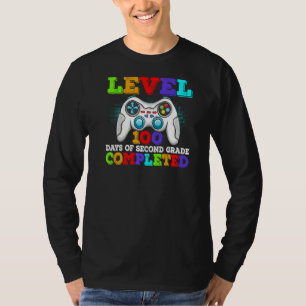 Level 100 Days of Second Grade Teacher Boys Kids V T-Shirt