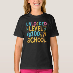 Level 100 Days School Unlock 100 Day Gamer T-Shirt