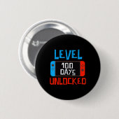 Level 100 Days School Unlock Gamer Boys Funny 10 Button (Vorne & Hinten)