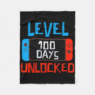 Level 100 Days School Unlock Gamer Boys Funny 10 Fleecedecke