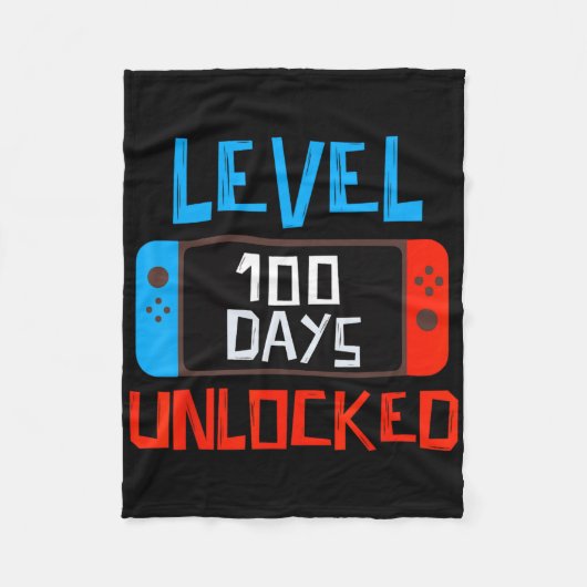 Level 100 Days School Unlock Gamer Boys Funny 10 Fleecedecke (Vorderseite)