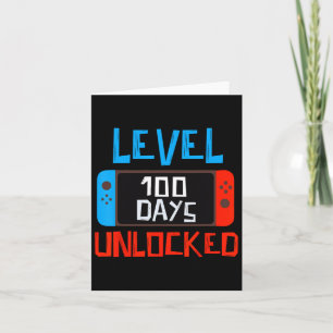 Level 100 Days School Unlock Gamer Boys Funny 10 Karte
