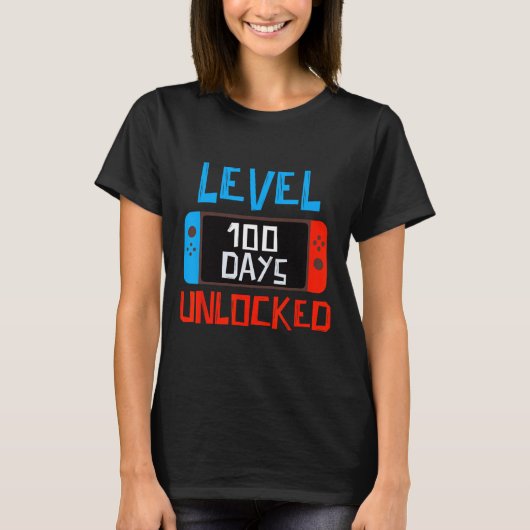 Level 100 Days School Unlock Gamer Boys Funny 10 T-Shirt (Vorderseite)