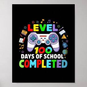 Level 100 Schultage absolviert Jungen Gamer für  Poster