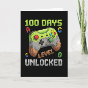 Level 100 Schultage freigeschaltet Gamer Stil Karte