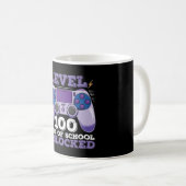Level 100 Tage der Schule freigeschaltet Gamer Gam Kaffeetasse (VorderseiteRechts)