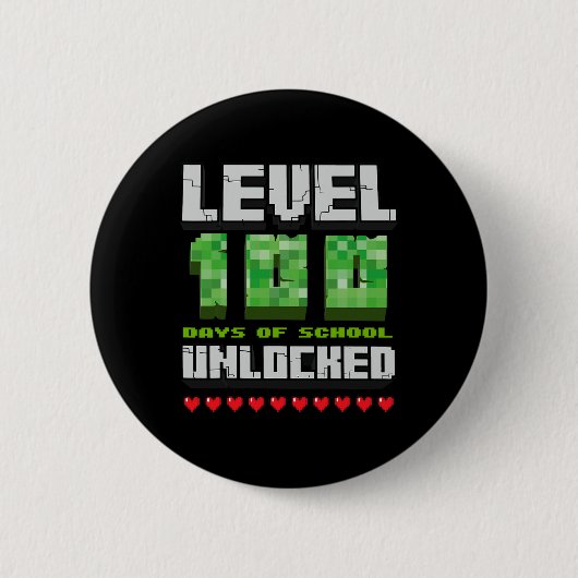Level 100 Tage Schule freigeschaltet Gaming Pixel  Button (Vorderseite)