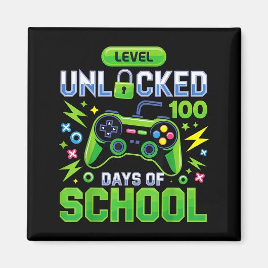 Level 100 Tage Schule Freigeschaltet Lustiges Vide Magnet (Vorne)