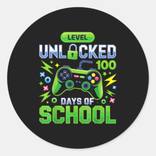 Level 100 Tage Schule Freigeschaltet Lustiges Vide Runder Aufkleber