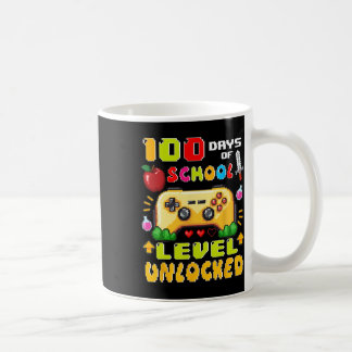 Level 100 Tage Schule freigeschaltete Gaming-Pixel Kaffeetasse