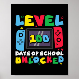 Level 100 Tage Schule freigeschaltete Videospiele Poster