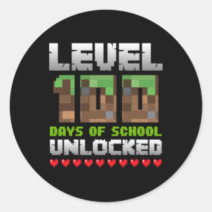 Level 100 Tage Schulumlockung Gaming Pixel 100 Runder Aufkleber