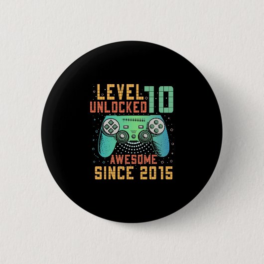 Level 10 Freigeschaltet 10. Geburtstag 10-jähriger Button (Vorderseite)