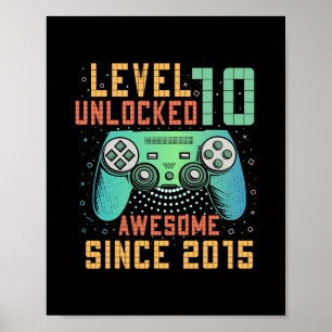 Level 10 freigeschaltet 10. Geburtstag 10-jähriger Poster