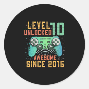 Level 10 freigeschaltet 10. Geburtstag 10-jähriger Runder Aufkleber
