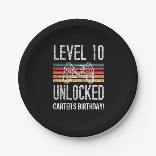 Level 10 freigeschaltet 10. Geburtstag Pappteller (Vorderseite)