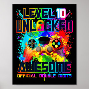 Level 10 Freigeschaltet Awesome Gaming Geburtstags Poster