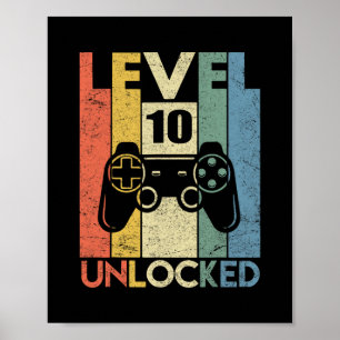 Level 10 freigeschaltet Lustiges Videospieler 10. Poster
