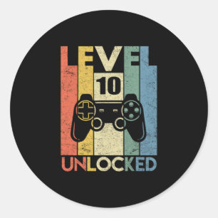 Level 10 freigeschaltet Lustiges Videospieler 10.  Runder Aufkleber