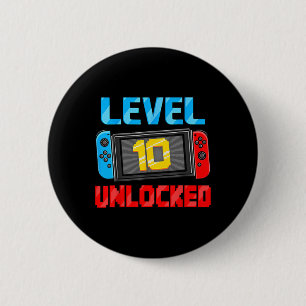 Level 10 freigeschalteter Gamer 10. Geburtstagsges Button