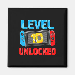 Level 10 freigeschalteter Gamer 10. Geburtstagsges Magnet