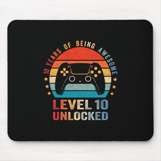 Level 10 freigeschaltetes Hemd lustiger Videospiel Mousepad (Vorne)