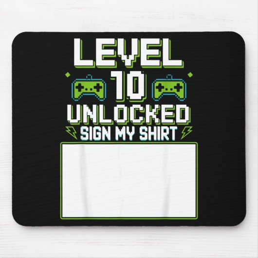 Level 10 freigeschaltetes Schild-Shirt 10. Geburts Mousepad (Vorne)
