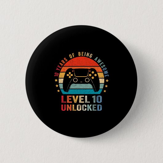 Level 10 freigeschaltetes Shirt Lustiger Videospie Button (Vorderseite)