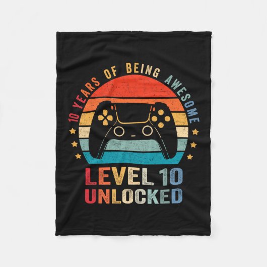 Level 10 freigeschaltetes Shirt Lustiger Videospie Fleecedecke (Vorderseite)