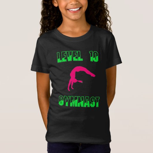 Level 10 Gymnast Neon Pink und Green T - Shirt (Vorderseite)