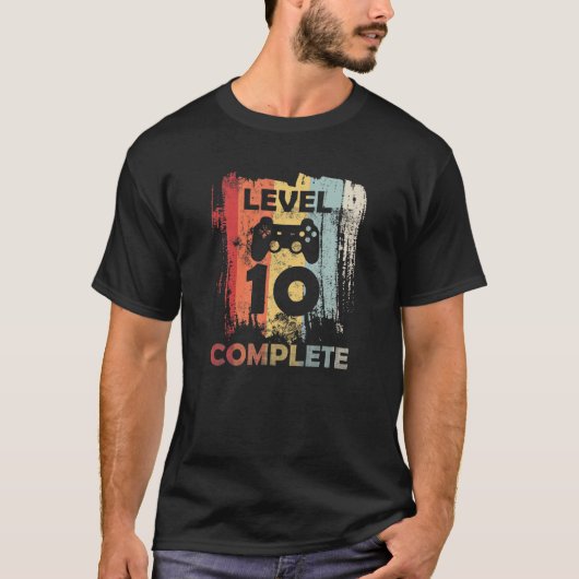 Level 10 Kompletter Funny Video Gamer 10. Geburtst T-Shirt (Vorderseite)