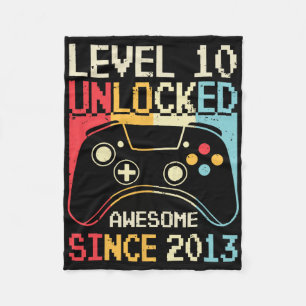 Level 10 Unlock Video Game 10. Geburtstag Gamer B Fleecedecke