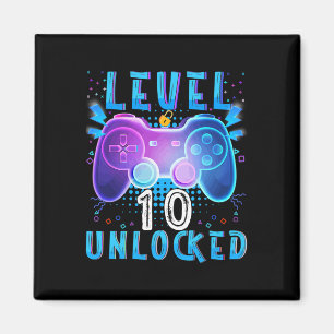 Level 10 Unlock Video Game 10. Geburtstag Gamer B Magnet