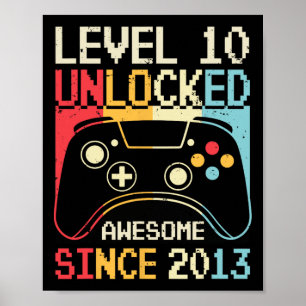 Level 10 Unlock Video Game 10. Geburtstag Gamer B Poster